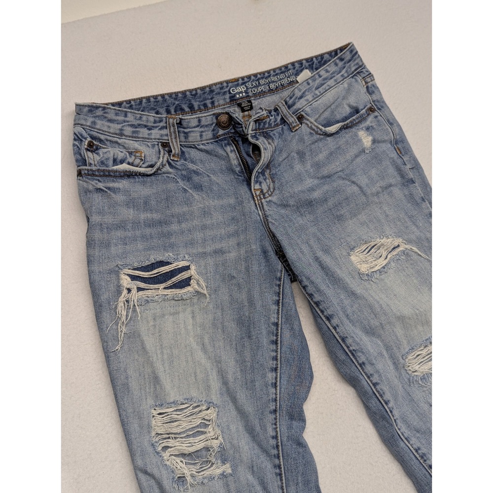 Gap Sexy Boyfriend Fit Destructed Light Wash Distressed Jeans 6/28R 156231-00
